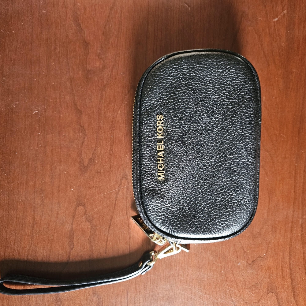 Michael Kors Black and Gold Wristlet